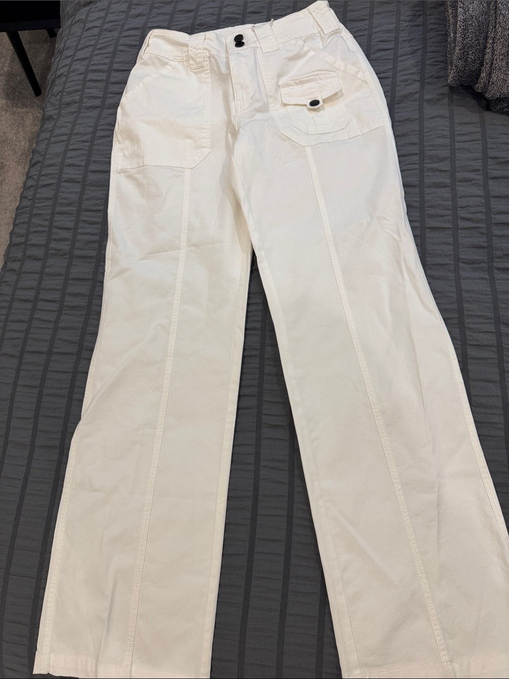Straight Leg White Utility Pants